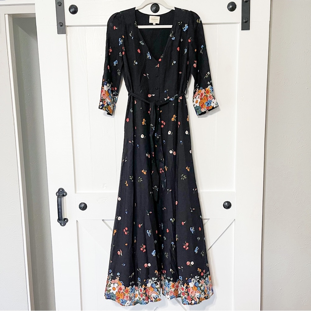 Sezane Gillian Dress Maxi Multicolor Floral Printed Boudoir Size 36 US 4 - Picture 3 of 9